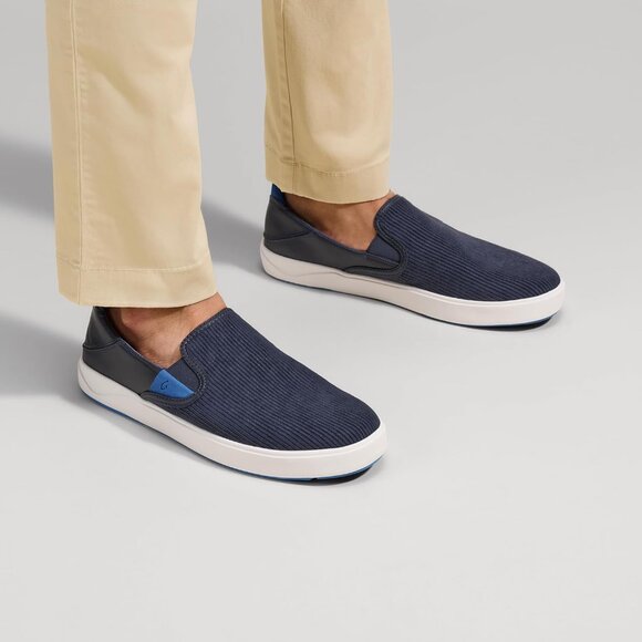 OluKai Lae‘ahi Kapa Slip-On Corduroy Leather Sneakers Loafers Men' Size 8 $120 - Picture 1 of 9